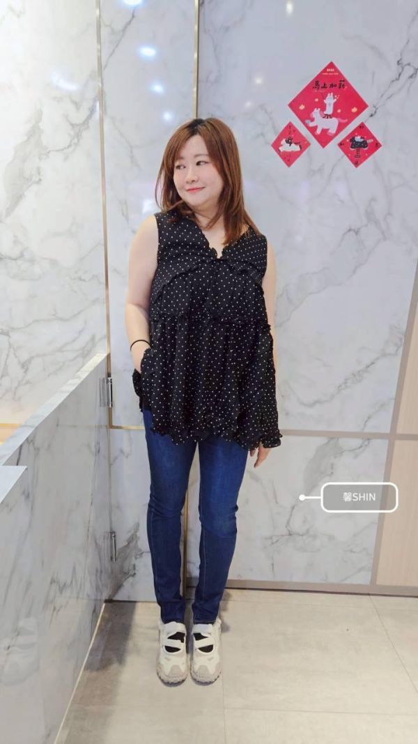 波波點棉麻滾邊長版背心(黑底/白底) 