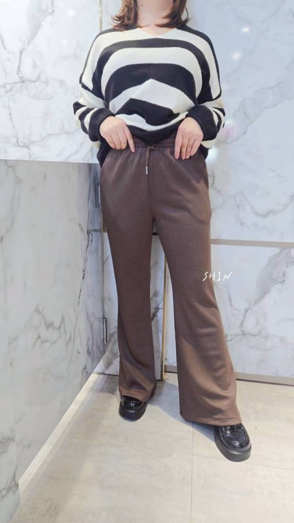 顯瘦太空棉抽繩長褲(咖/灰) 