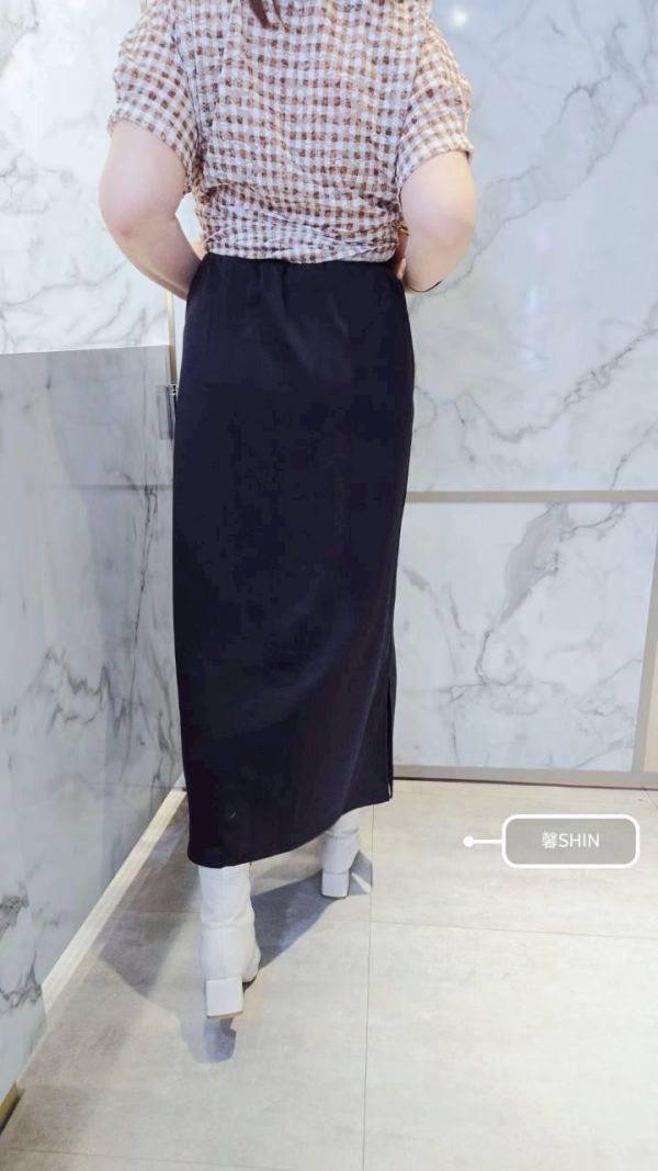 太空棉綁帶長裙(黑/咖) 