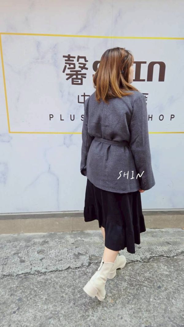 銀線繫帶設計西裝外套(咖/灰) 