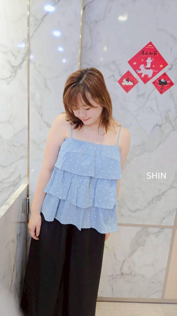 夏天美一波滿版小花牛仔背心(深/淺) 