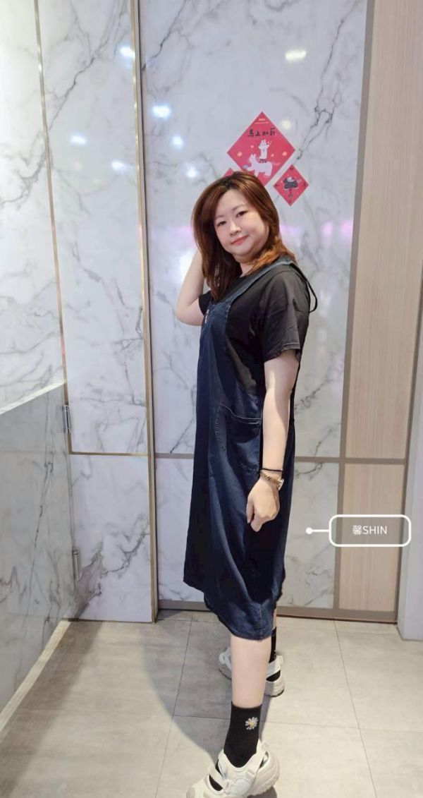 有上架就必買假兩件牛仔長版洋 