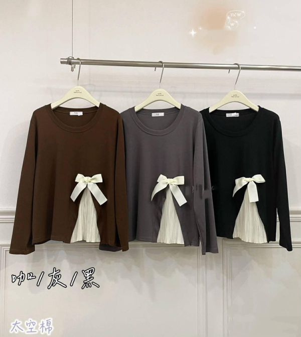 拼接小百褶上衣(黑/咖/灰) 