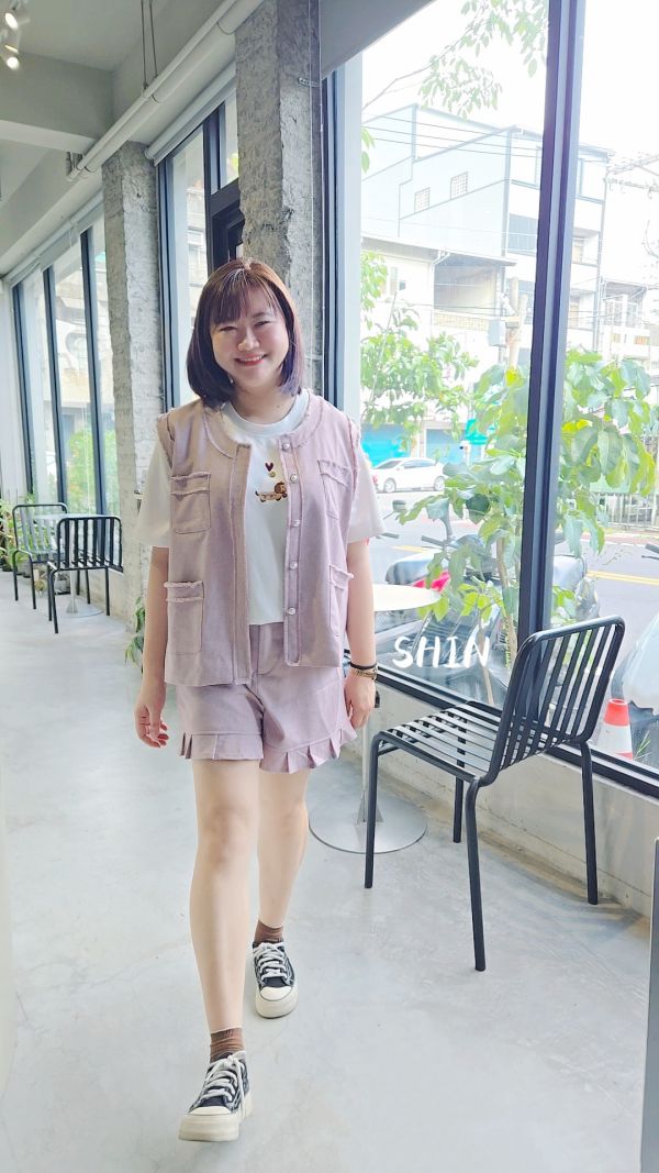 高質感小香背心套裝組(粉/卡其/藍綠) 