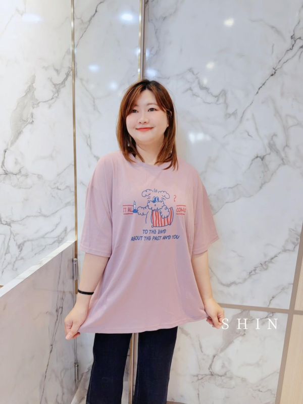 線條小狗T(白/芋粉/黑/深黃/奶灰) 