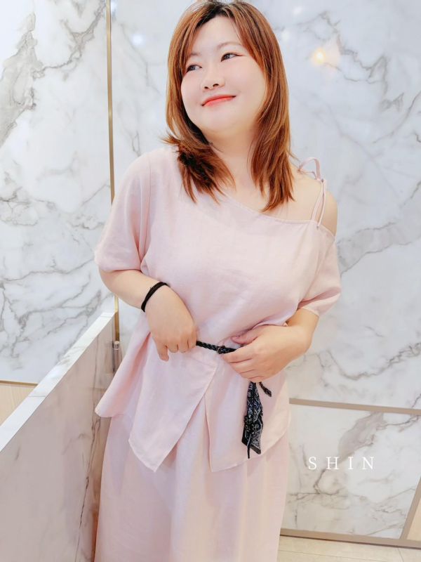 美的冒泡斜肩腰帶兩件套(粉/黑/藍) 