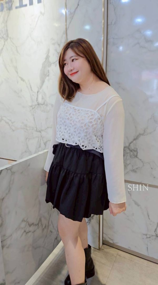 網網背心+雪紡上衣 