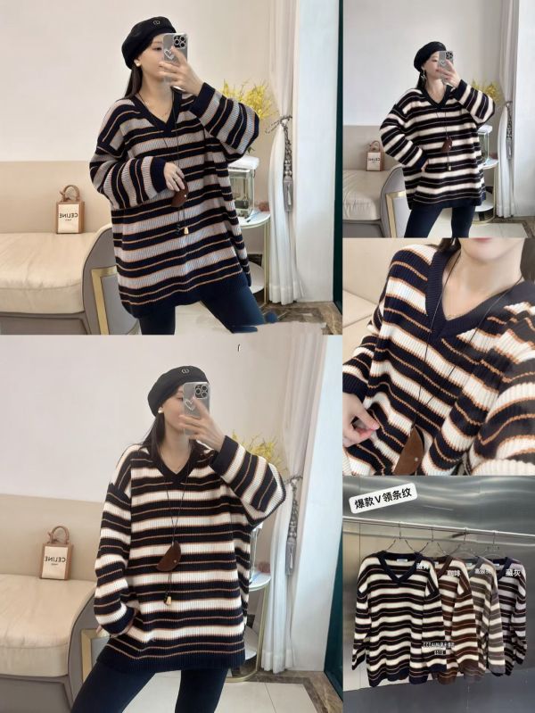 經典V條紋彈力針織衣(咖/藏藍/高級灰) 