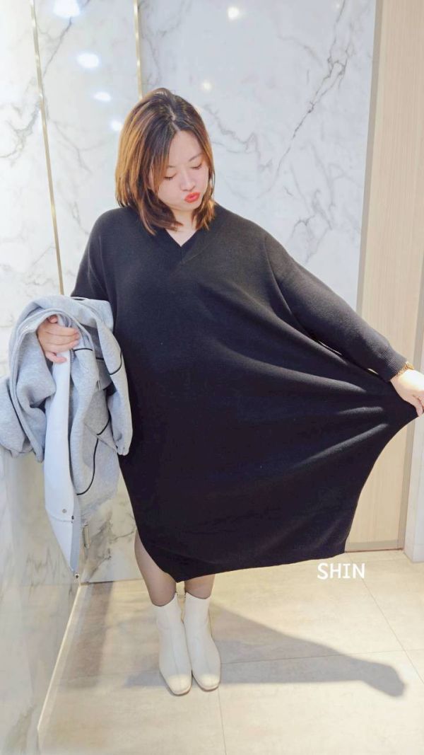 每人必買V領包芯針織長洋(黑/可可/深灰) 