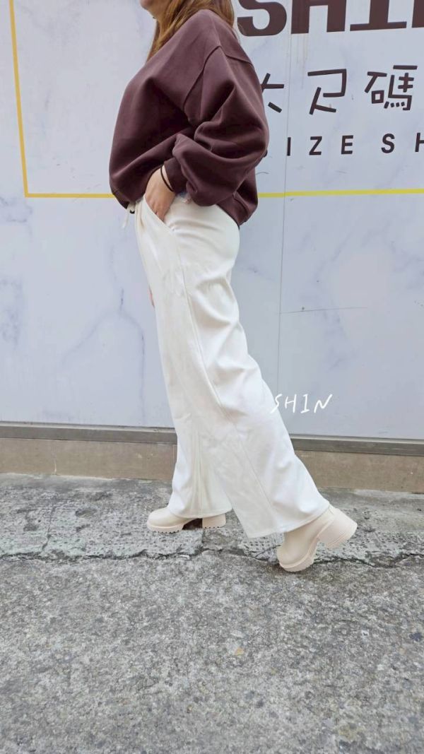 抽繩厚磅休閒寬褲(燕麥/米白/黑) 