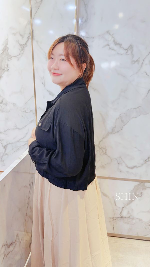 短版縮腰設計襯衫(黑/淺灰/杏) 