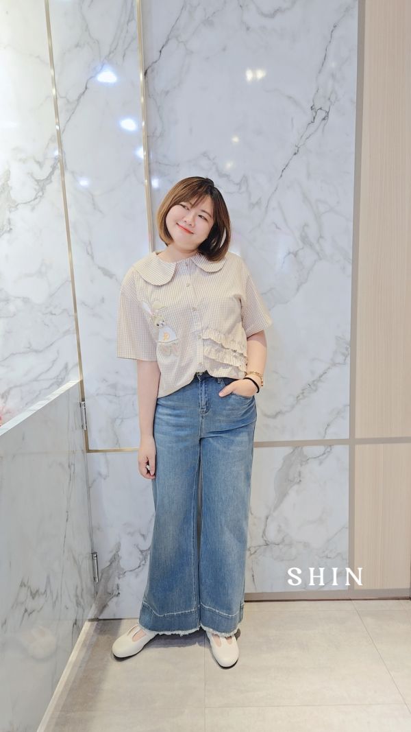 日系細格兔子襯衫 