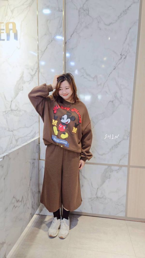 韓版米奇兩穿磨毛套裝 