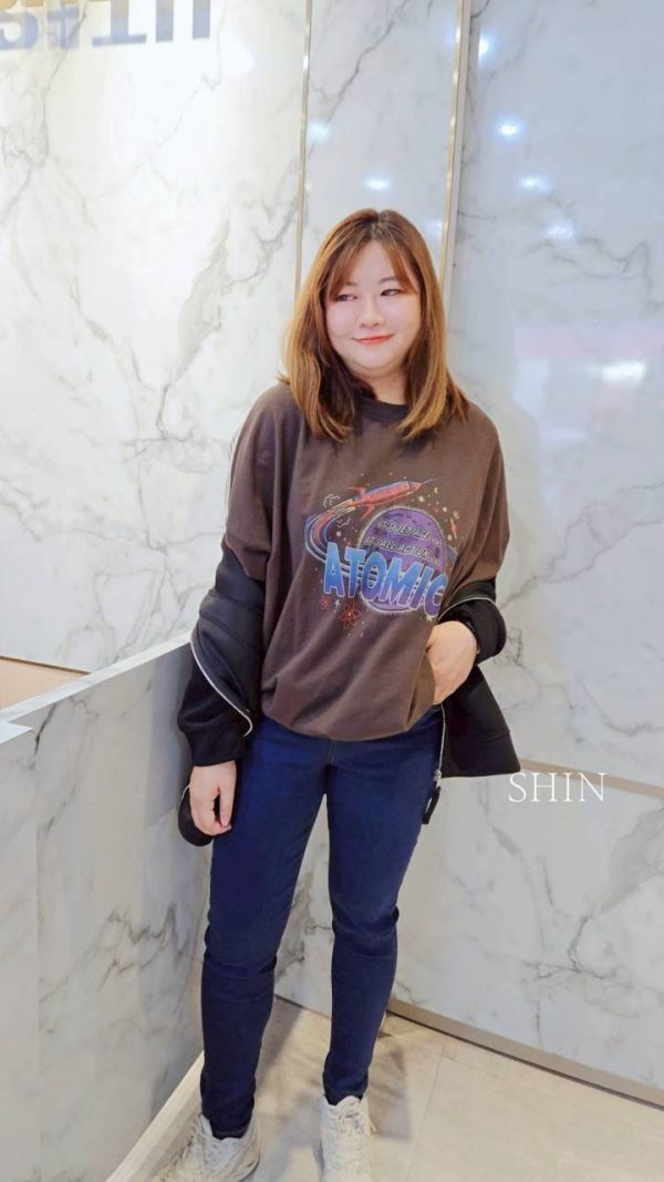 正韓Korea拼接行星上條紋上衣(粉/咖/黑) 