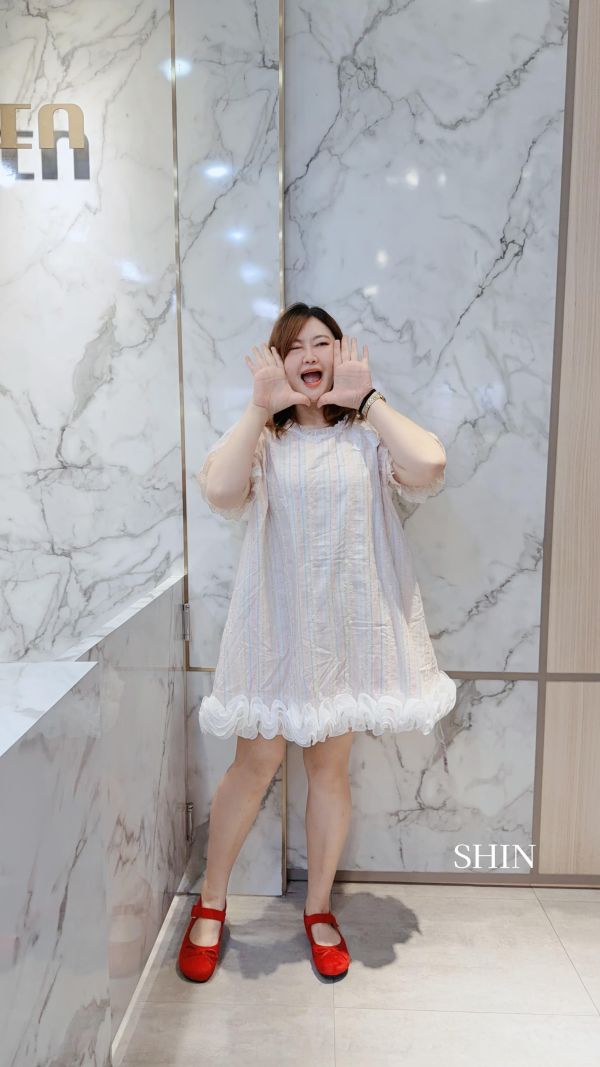 滾邊超級可愛的宮廷小洋裝(柔粉/美杏) 