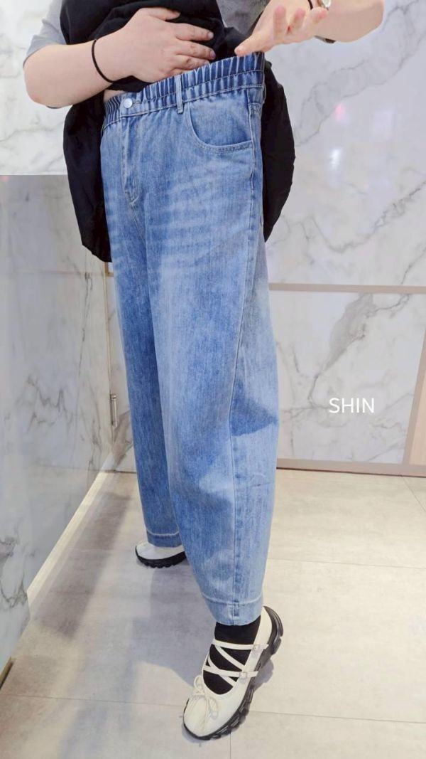 超好看下包邊牛仔寬褲(深/淺) 
