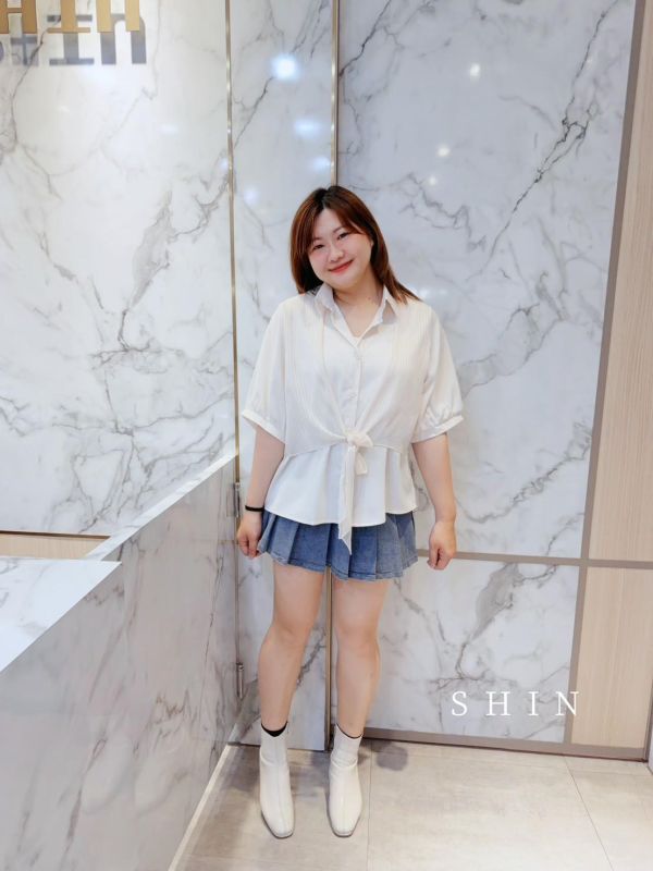 設計款拼接背心假兩件襯衫 