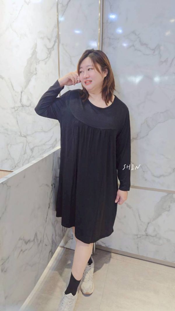 長袖莫代爾睡衣(黑/藍) 