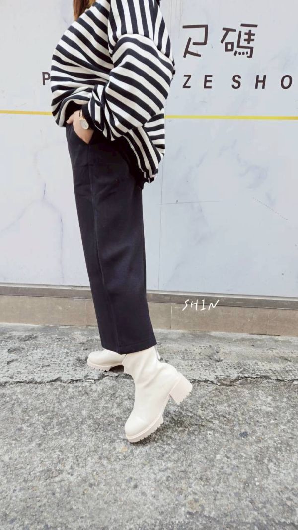 挺布毛呢七分褲(黑/灰) 