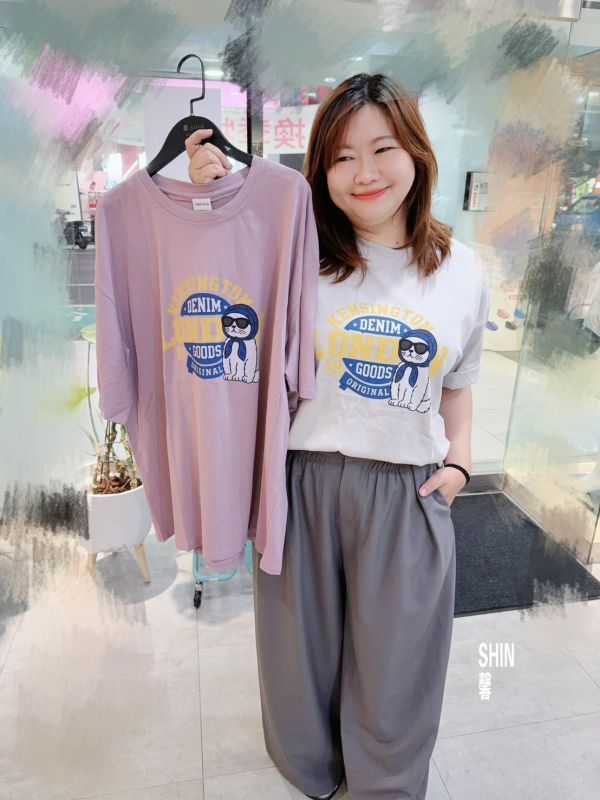 可愛的絲巾貓貓T(米灰/南瓜橘/芋粉/深灰/奶灰) 