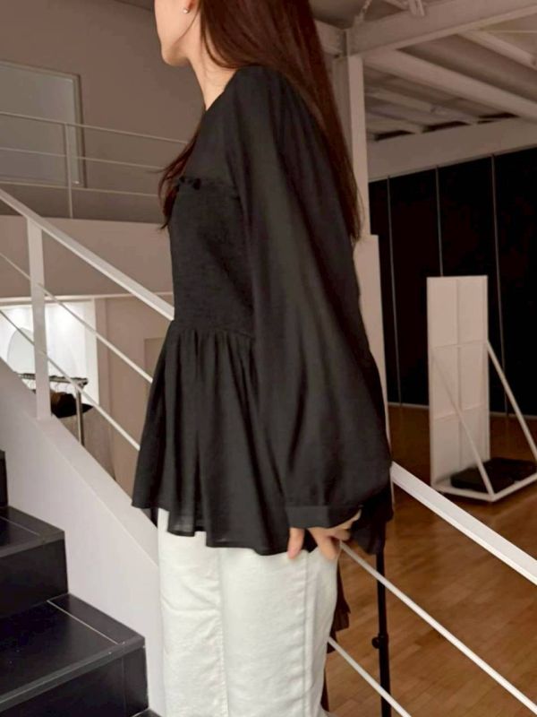 KOREA鬆緊胸上衣(咖/黑) 