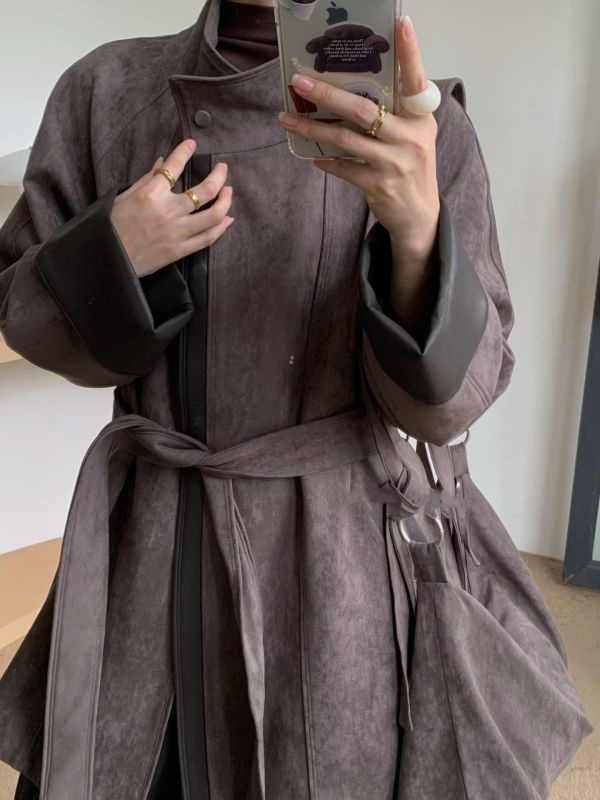 麂皮風衣外套(卡其/深咖/深灰) 