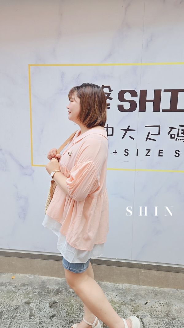 拼接純色娃娃棉麻上衣(粉/藍/淡紫) 