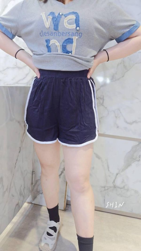 滾白邊運動短褲(黑/深藍/奶茶) 