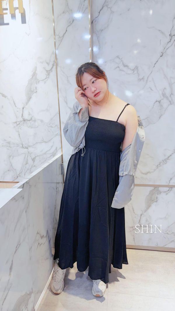 水水平口雪紡連身洋裝(卡其/深灰/酒紅/黑) 