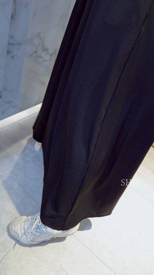 直紋鬆緊超舒服寬褲 