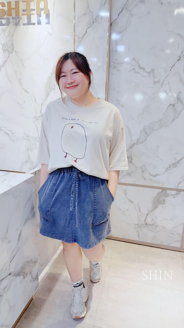 韓版手繪胖鴨鴨T(杏/深灰/咖) 