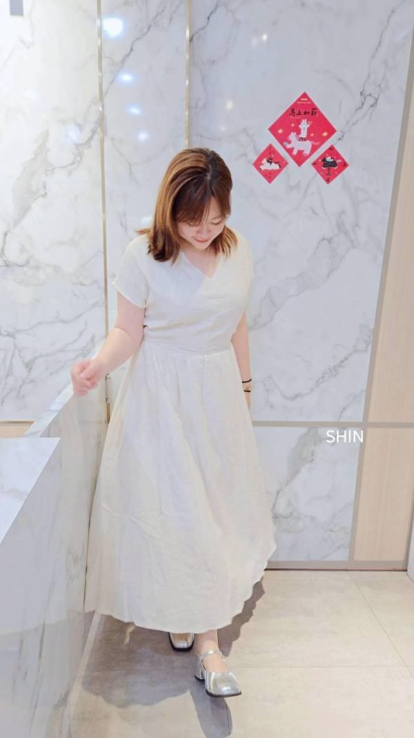 好好看棉麻後抽繩小開洞長洋(米杏/柔綠) 