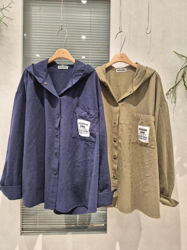 正韓帥狗勾連帽卡其外套（軍綠/深藍） 