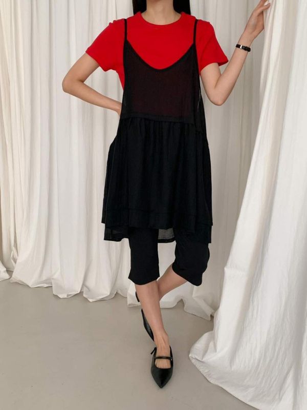 正韓外罩日系背心裙（藍/咖/黑） 