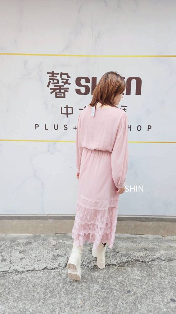 仙仙下凡蕾絲雪紡洋(粉/灰藍) 