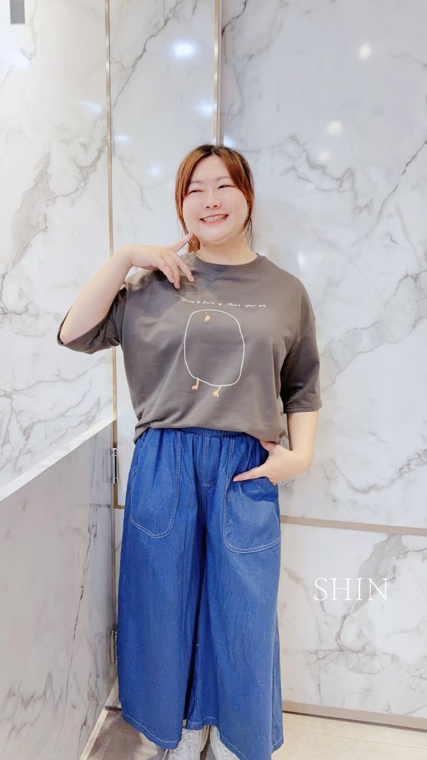 韓版手繪胖鴨鴨T(杏/深灰/咖) 