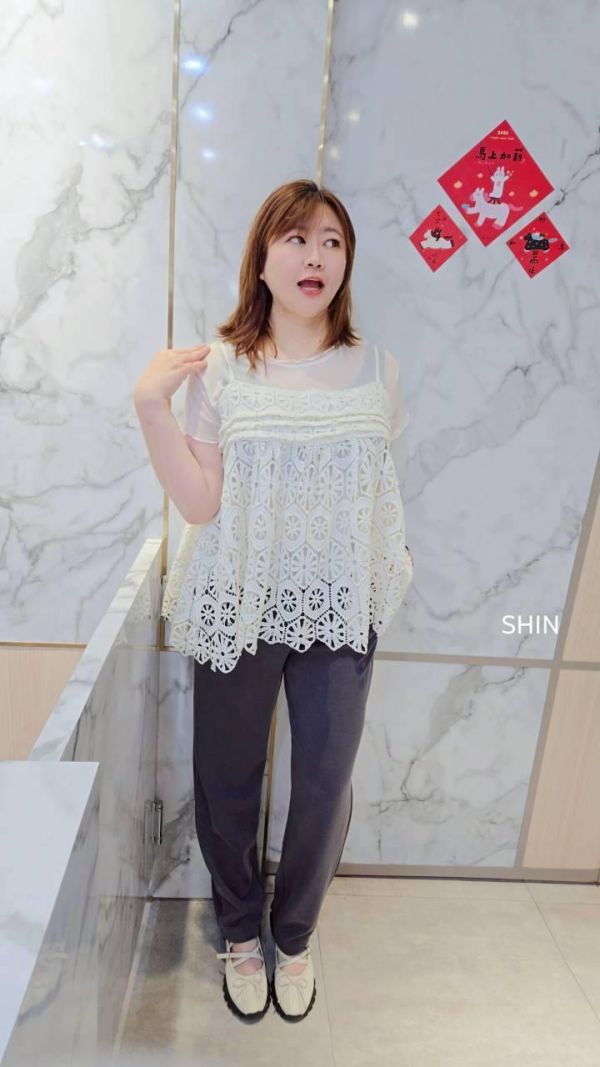 超高性價比 真兩件漂漂上衣(杏/黑) 