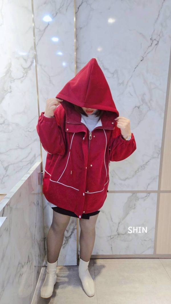 剛剛好厚度明線夾克外套(黑/灰/紅) 