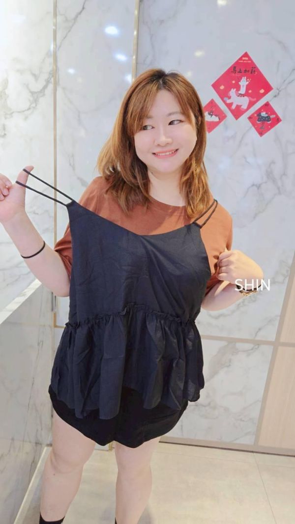 日系真兩件雙線蛋糕背心上衣組(駝/灰/焦糖) 