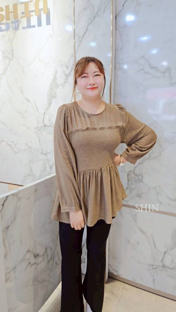 KOREA鬆緊胸上衣(咖/黑) 