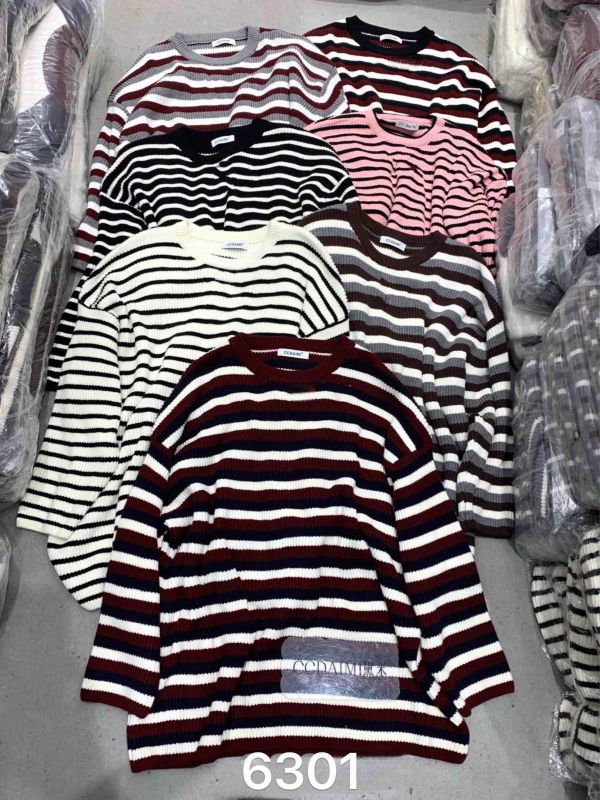 情侶款軟軟的圓領條紋針織衣(咖條/灰條/白底黑條/黑底白條/粉條/藍條) 