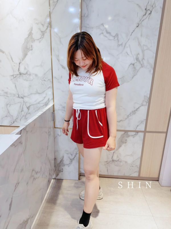 當阿妹妹Amour運動套裝(黑/酒紅) 