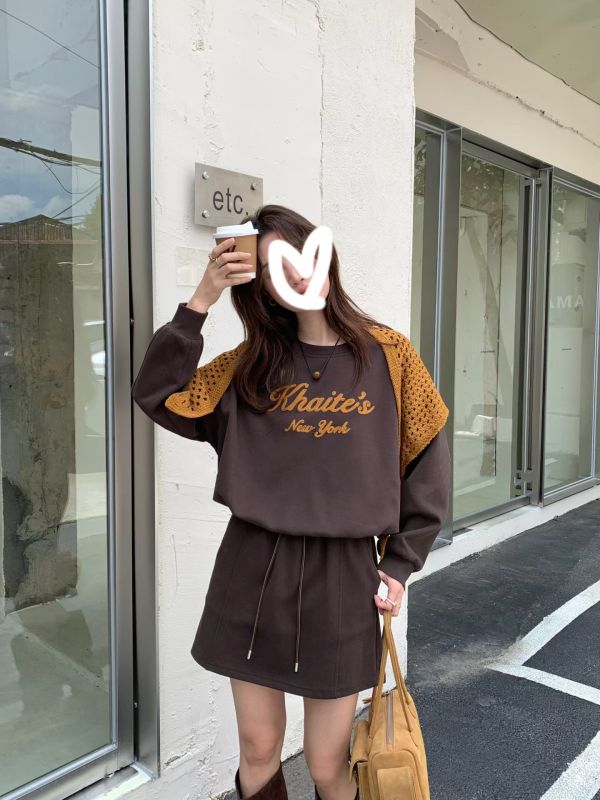 批巾上衣褲裙組(黑/卡其/咖) 