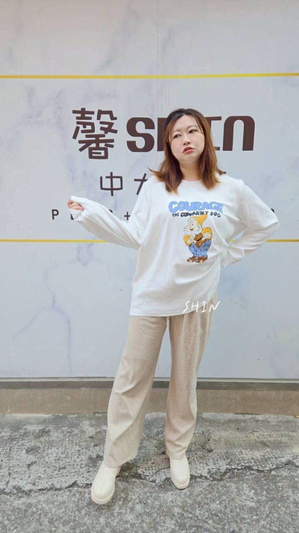 小矮人磨毛T(白/灰) 