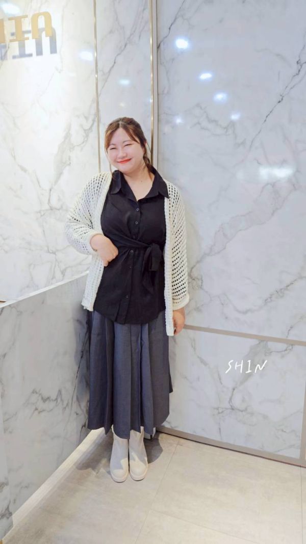 學院風百褶半身裙(黑/灰) 