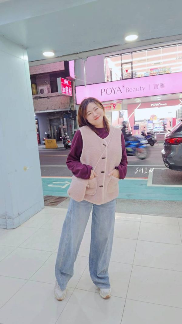 附包綿羊毛背心(粉/杏) 