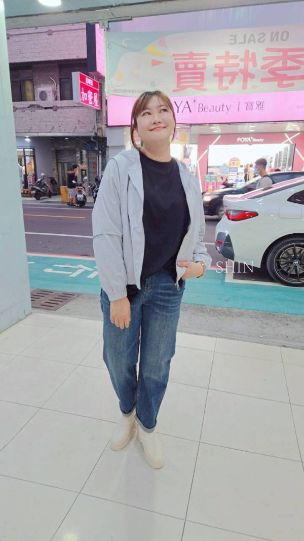 蕾絲拼接連帽工裝外套(黃/藍) 