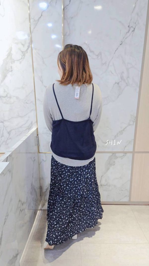 三件套碎花裙(深藍/咖) 
