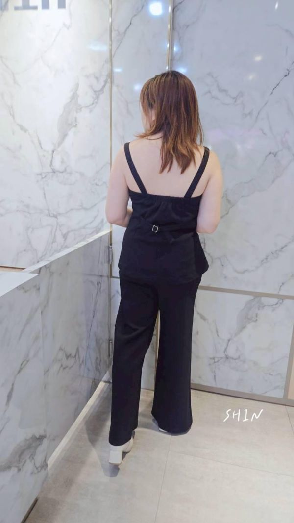 高質感風格螞蟻腰俐落套裝(灰/黑) 