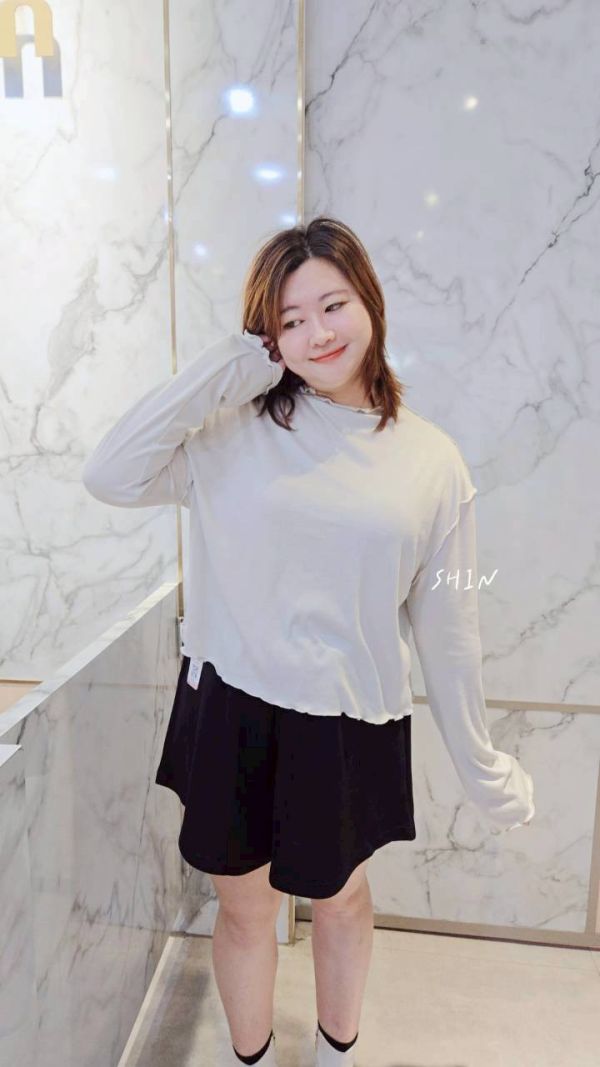 反線棉質木耳邊內搭衣(杏/深灰/黑) 